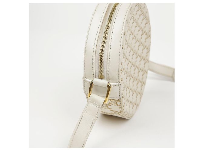 Céline Borsa a tracolla rotonda in tela Triope White - vista 7