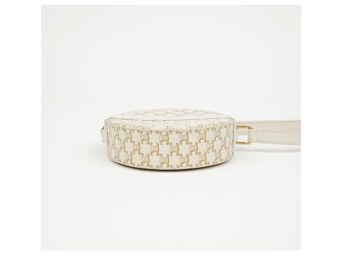 Céline Borsa a tracolla rotonda in tela Triope White - vista 8