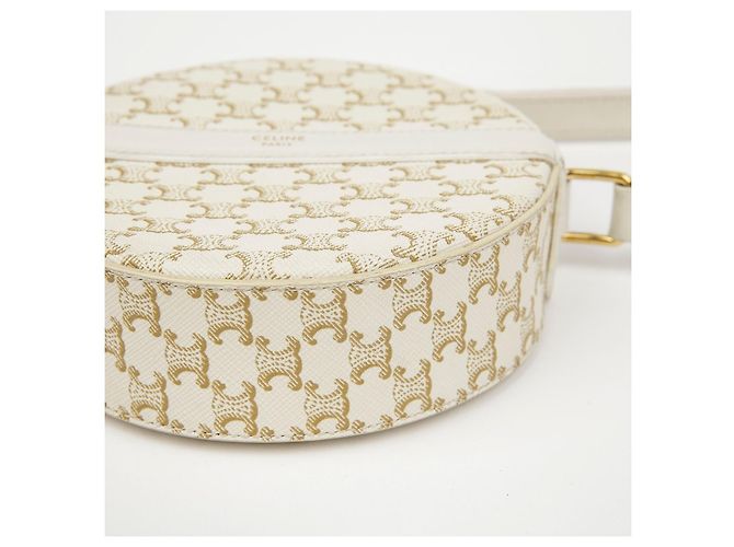 Céline Borsa a tracolla rotonda in tela Triope White - vista 9