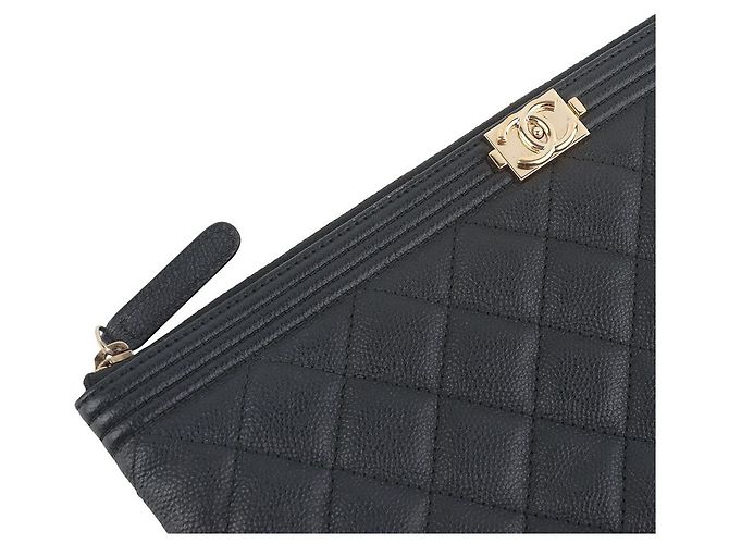 Chanel Borsa a pochette Boy Caviar Gold New Medium - vista 8