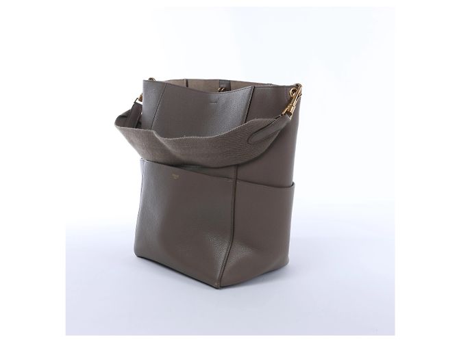 Céline Borsa a secchiello a tracolla Celine Sangle in pelle Grigio - vista 2