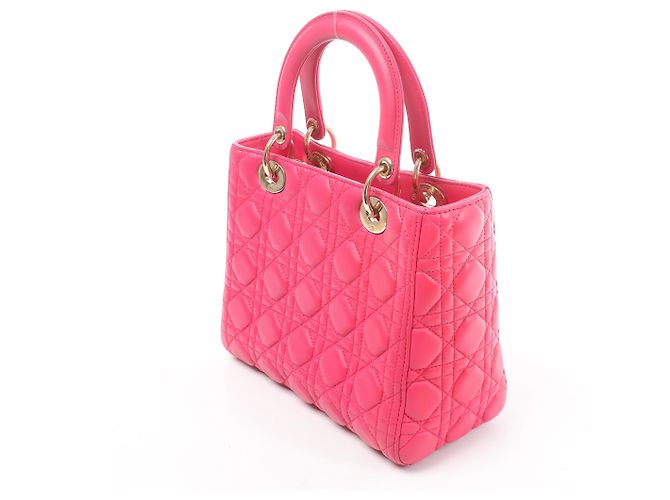 Christian Dior Lady Dior Medium Cannage Leather 2Way Handbag in Pink - vista 3