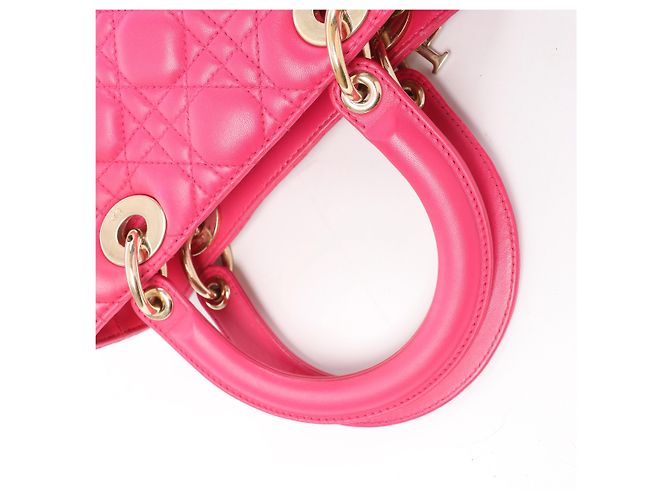 Christian Dior Lady Dior Medium Cannage Leather 2Way Handbag in Pink - vista 5