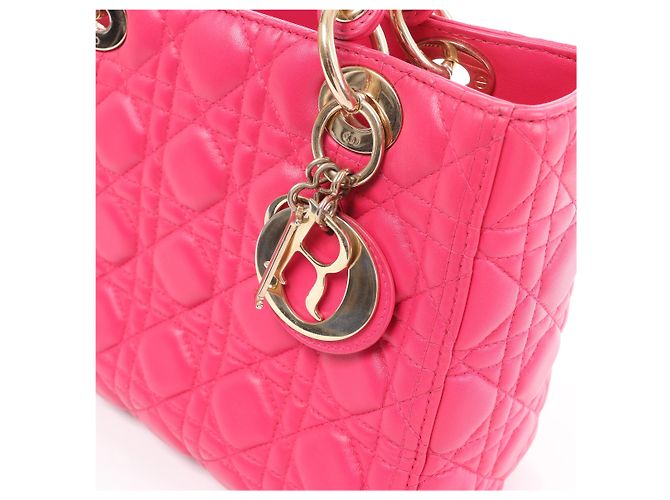 Christian Dior Lady Dior Medium Cannage Leather 2Way Handbag in Pink - vista 6