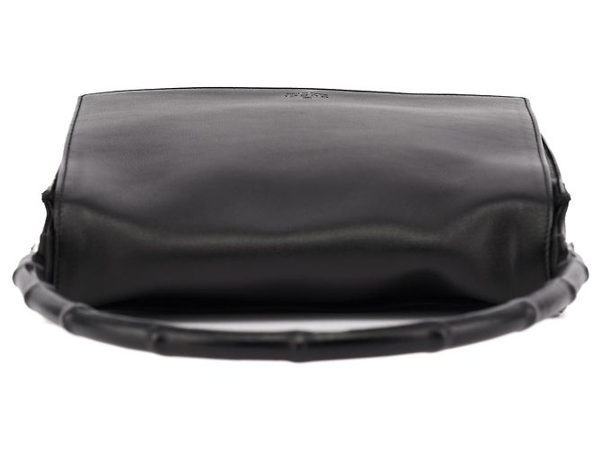 Bamboo Gucci 001 3243 Borsa a tracolla con patta in vitello nero e bambù - vista 4