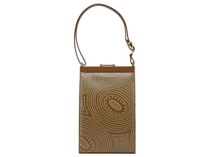 Chloé Mini borsa in pelle borchiata marrone - vista 3