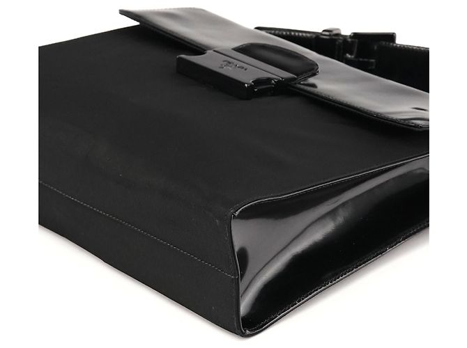 Prada Borsa con manico in nylon Tessuto Spazzolato Nero - vista 9