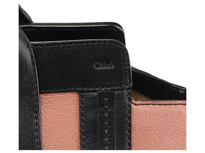 Chloé Saco Tote Alison em couro rosa e preto - vista 5