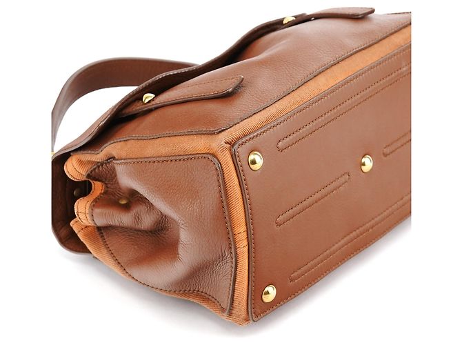 Yves Saint Laurent Borsa 2-Way Muse Two in pelle marrone chiaro - vista 9