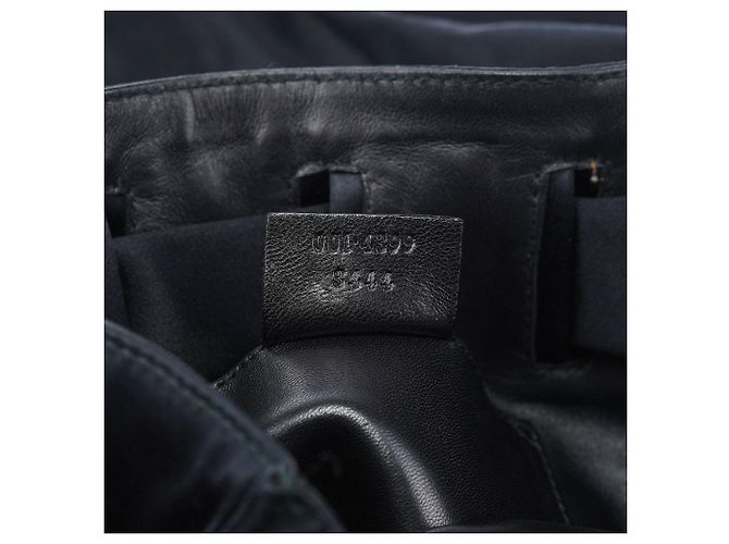 Gucci Borsa a tracolla in raso nero con coulisse - vista 10