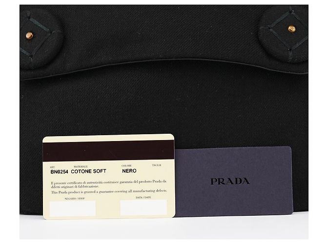 Prada Borsa a spalla BN0245 in cotone nero con bottone a pressione - vista 13