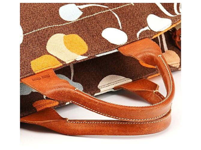Miu Miu Braune Canvas-Blumentasche - Ansicht 10