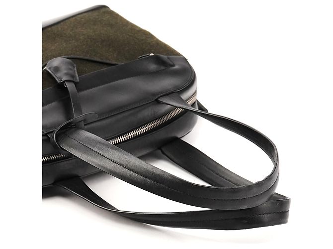 Prada Borsa Bowling 1999 Nero e Verde Scuro in Lana e Pelle - vista 12