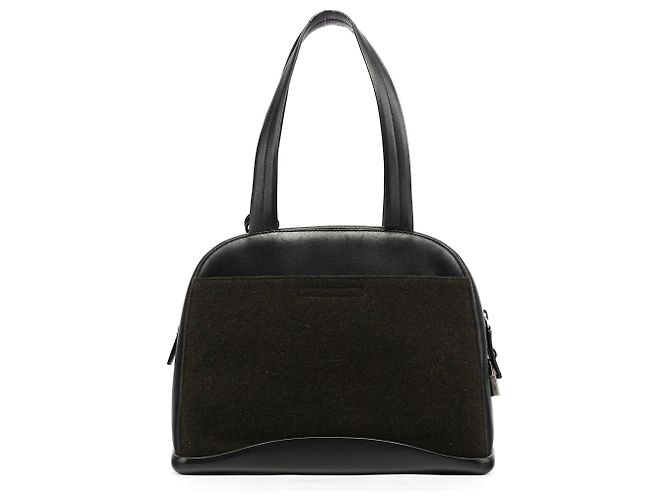 Prada Borsa Bowling 1999 Nero e Verde Scuro in Lana e Pelle - vista 3
