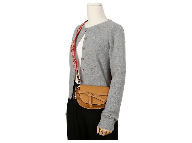 Loewe Mini Borsa Dual in Pelle di Vitello Morbida Jacquard Warm Desert - vista 10