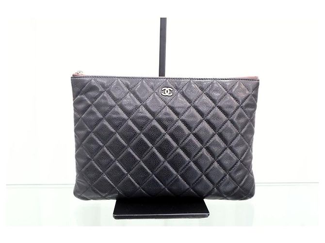 Chanel Clutch Caviar Medium Silver Clutch Black - vista 2
