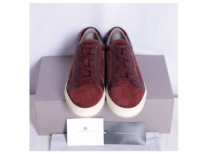 Brunello Cucinelli Baskets en daim bordeaux - vue 2