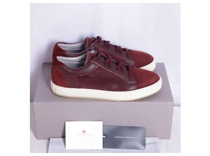 Brunello Cucinelli Baskets en daim bordeaux - vue 4