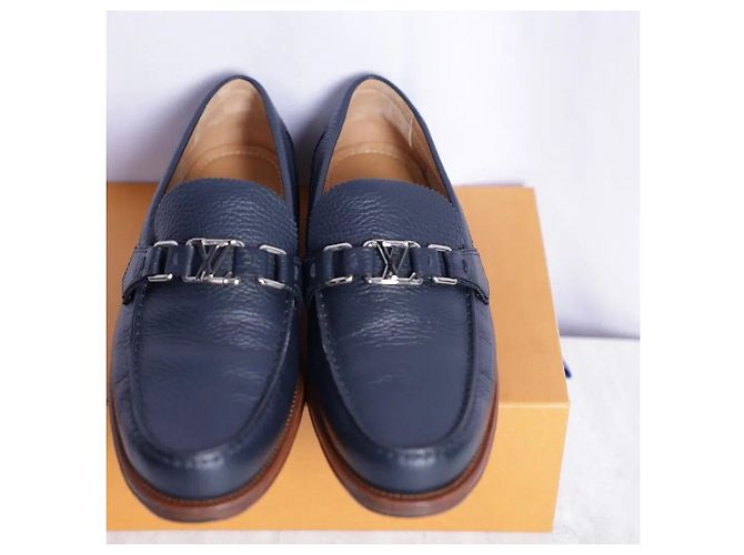 Mocassini Louis Vuitton in pelle blu navy - vista 2