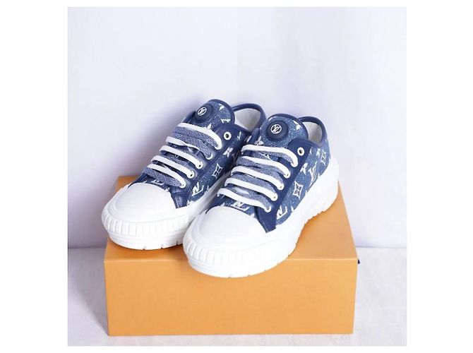 Sneakers Louis Vuitton in denim blu - vista 2