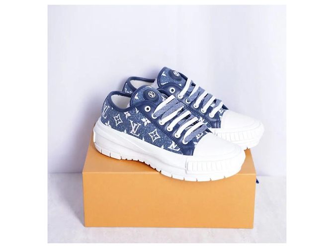 Sneakers Louis Vuitton in denim blu - vista 3