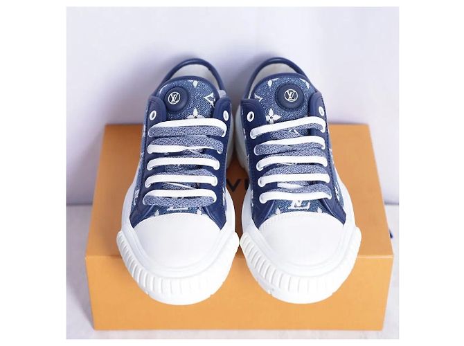 Sneakers Louis Vuitton in denim blu - vista 4