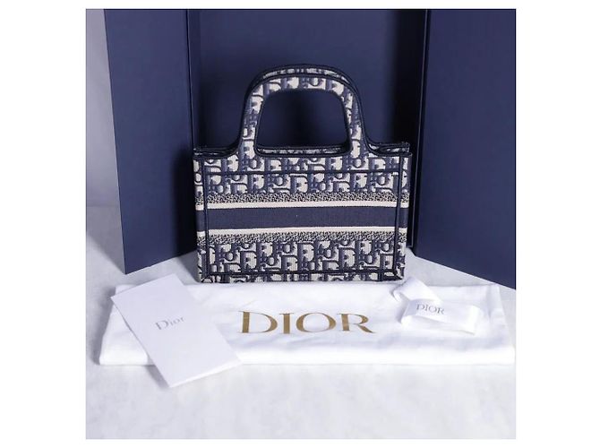 Borsa Dior Mini Book Tote Blu - vista 3