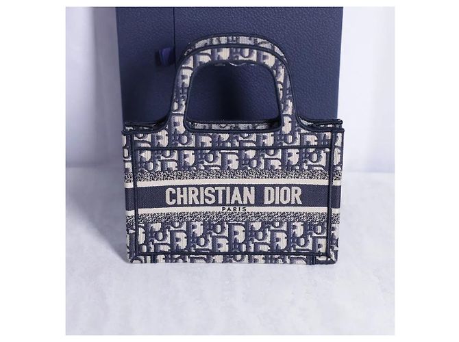 Borsa Dior Mini Book Tote Blu - vista 7