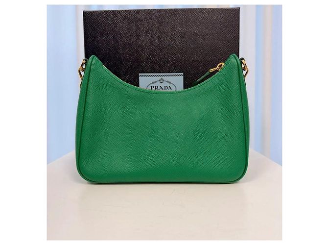 Prada Borsa Hobo Reedition in pelle Saffiano e Tessuto con catena - vista 2