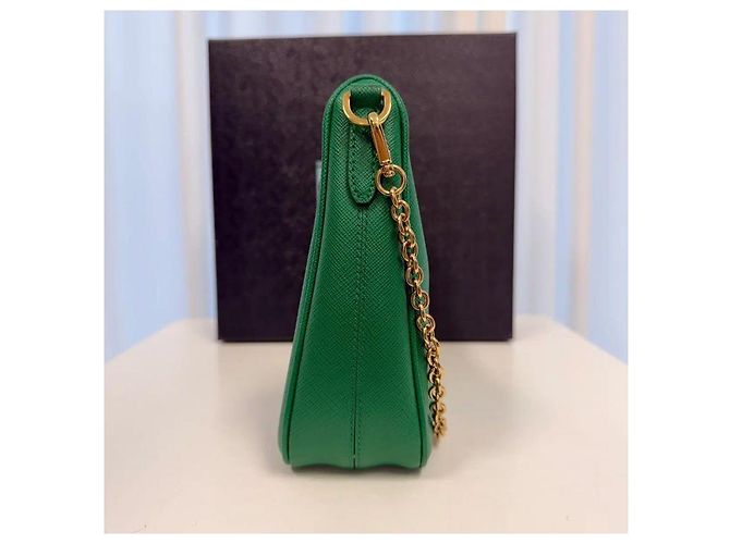 Prada Borsa Hobo Reedition in pelle Saffiano e Tessuto con catena - vista 3