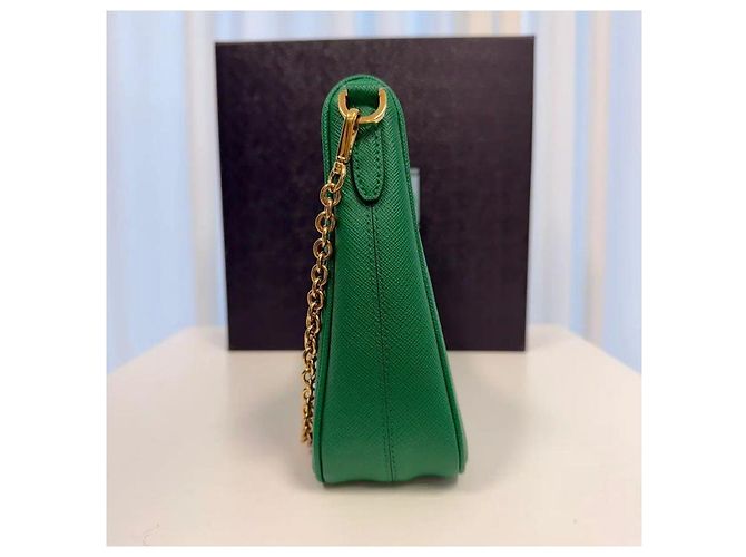 Prada Borsa Hobo Reedition in pelle Saffiano e Tessuto con catena - vista 4