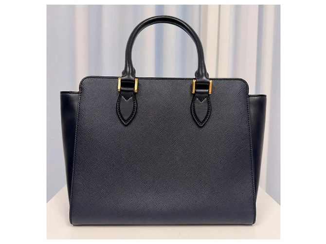Prada Saffiano Soft Leder Tote Bag Navy - Ansicht 2