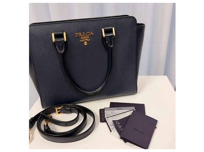 Prada Saffiano Soft Leder Tote Bag Navy - Ansicht 6
