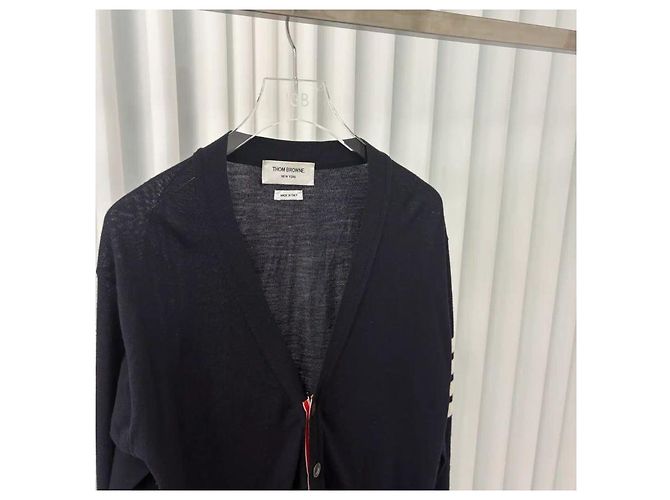 Thom Browne Merinowolle-Cardigan mit diagonalen Einsätzen - Ansicht 3