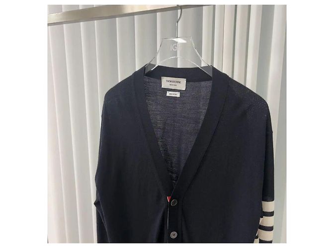 Thom Browne Merinowolle-Cardigan mit diagonalen Einsätzen - Ansicht 4