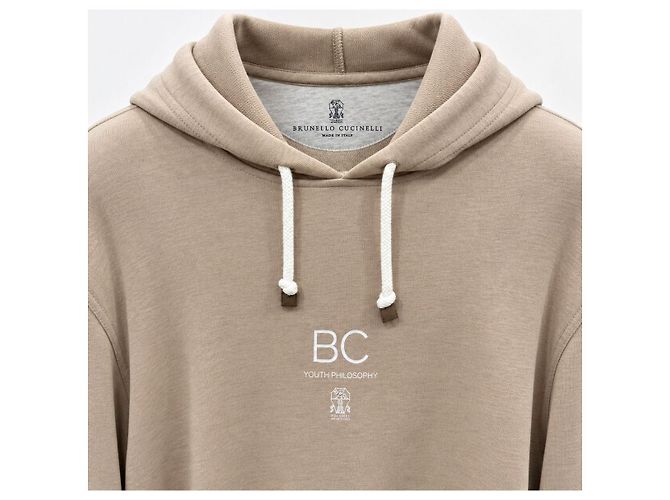 Brunello Cucinelli Kapuzenpullover aus Baumwolle Beige - Ansicht 5
