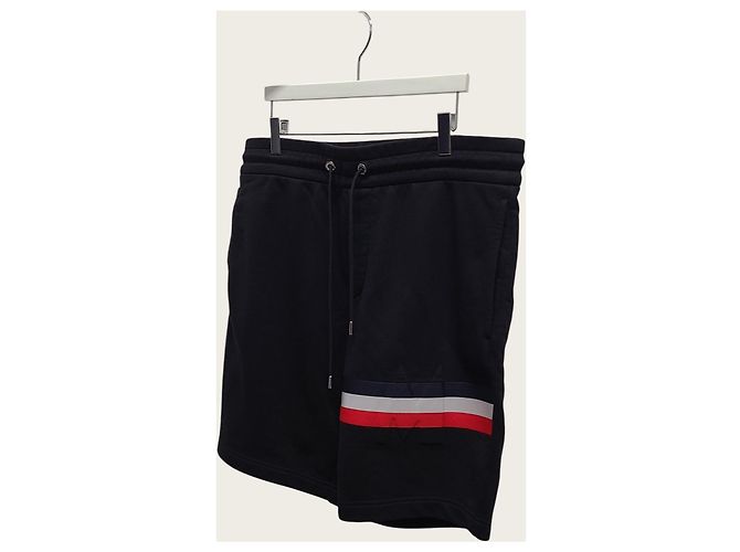 Moncler Pantaloncini ricamati con logo e bande a righe nere - vista 2
