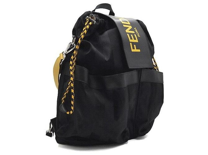Fendi Black Stripe Drawstring Men's Backpack - view 3