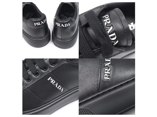 Prada Sneakers da uomo Black Vitello Soft Triple Logo - vista 6