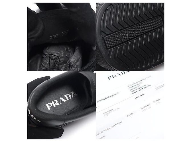 Prada Sneakers da uomo Black Vitello Soft Triple Logo - vista 7