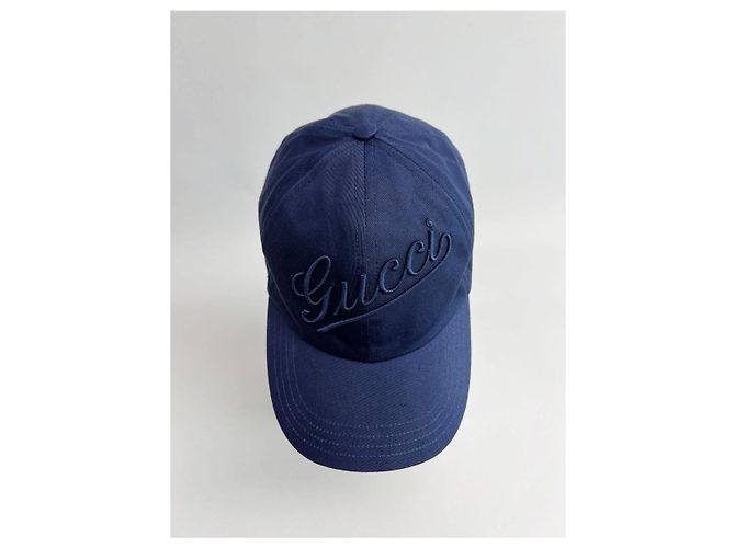 Cappellino da baseball Gucci in cotone blu navy - vista 12