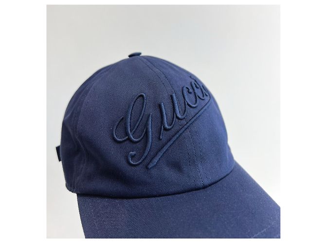 Cappellino da baseball Gucci in cotone blu navy - vista 3