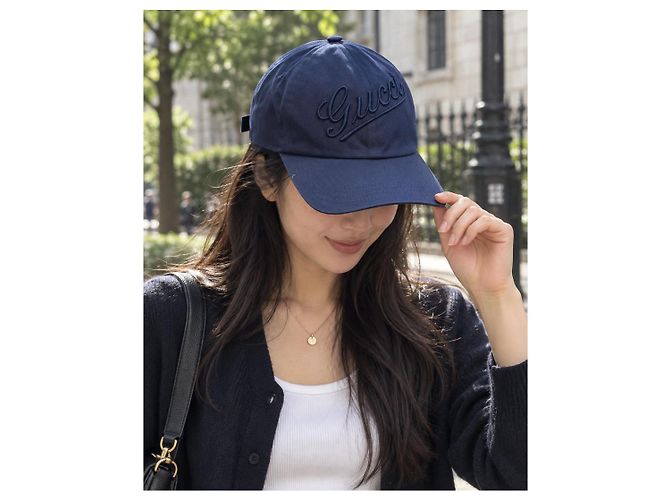 Cappellino da baseball Gucci in cotone blu navy - vista 4