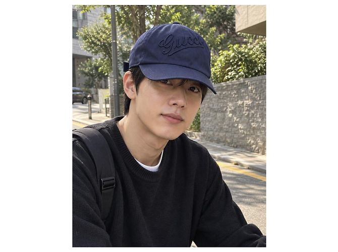 Cappellino da baseball Gucci in cotone blu navy - vista 6