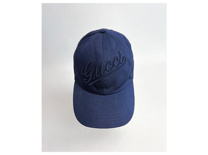 Cappellino da baseball Gucci in cotone blu navy - vista 7