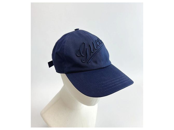 Cappellino da baseball Gucci in cotone blu navy - vista 8