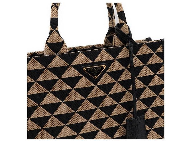 Prada Borsa Tote e Borsa a Tracolla in Jacquard Symbol Fabric - vista 7
