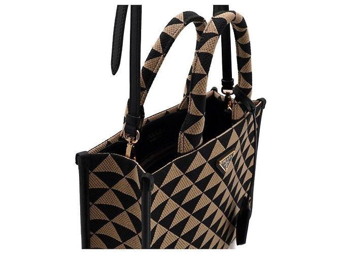 Prada Borsa Tote e Borsa a Tracolla in Jacquard Symbol Fabric - vista 9