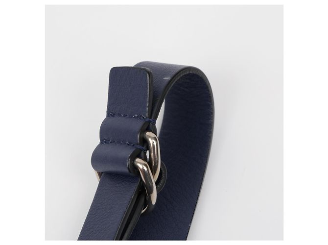 Burberry Borsa Tote in pelle blu navy con occhielli e stemma argento - vista 18