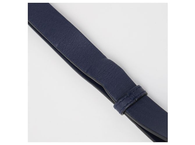 Burberry Borsa Tote in pelle blu navy con occhielli e stemma argento - vista 20
